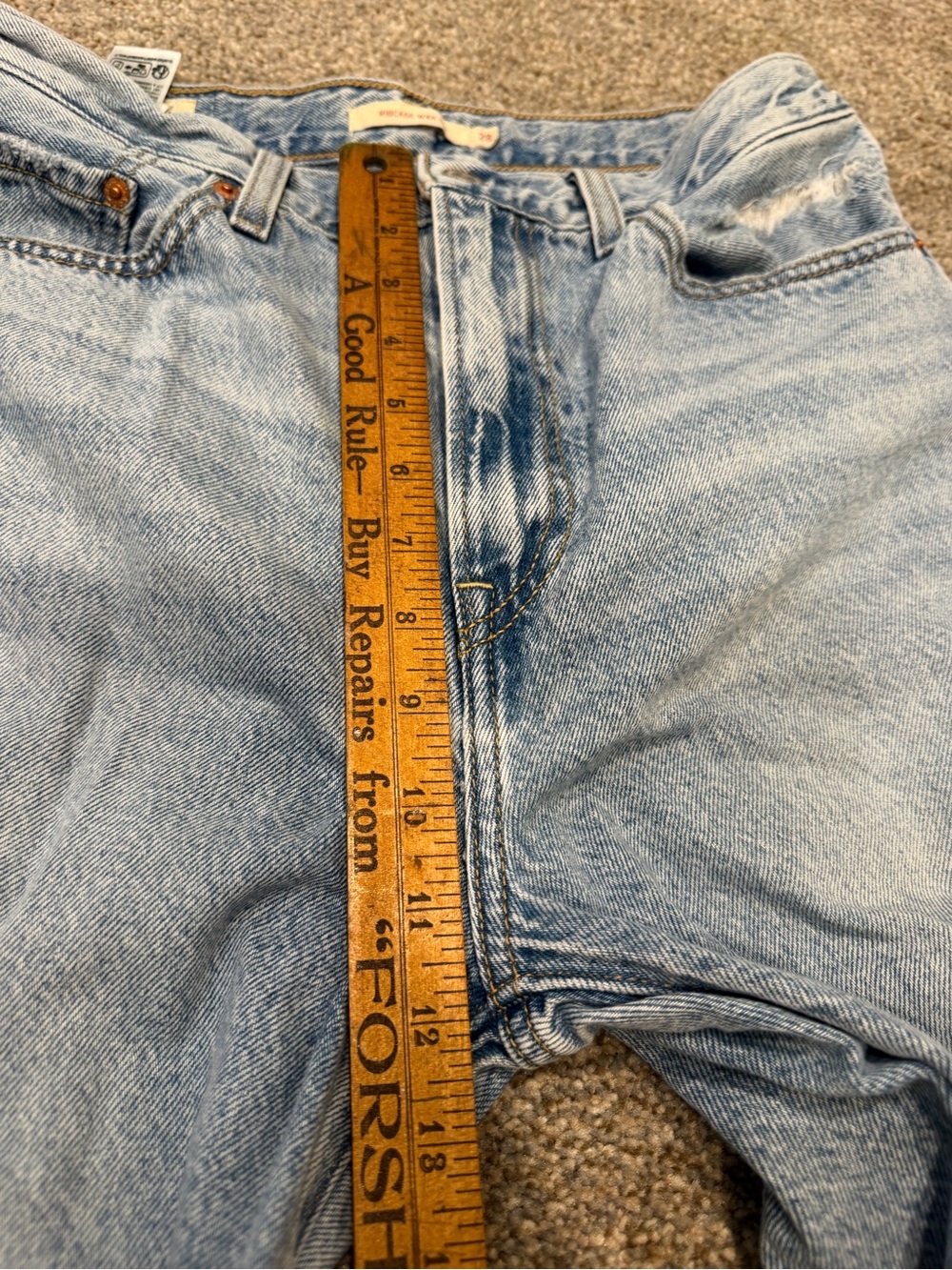 GT-0155 Levi’s Ribcage Wide Leg Jeans 28 Light Wash Distressed High Rise - Picture 5 of 7